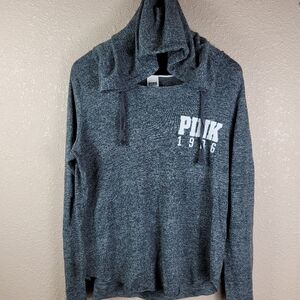 PINK Sweater Knit Pullover hoodie Sz M Gray